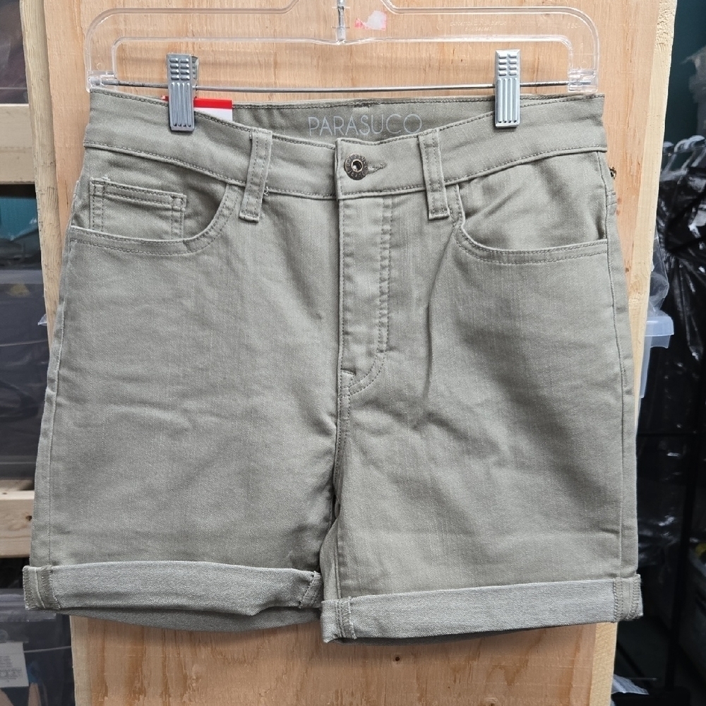 Parasuco Size 8 Stone Grey Mid Rise Classic Fit Denim Shorts